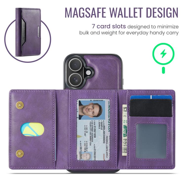 For iPhone 17 MAGKING K4 Series MagSafe RFID Tri-fold Card Bag Detachable Phone Case