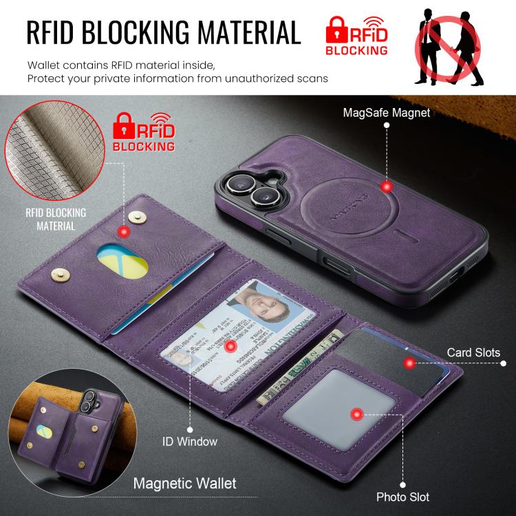 For iPhone 17 MAGKING K4 Series MagSafe RFID Tri-fold Card Bag Detachable Phone Case