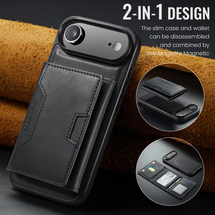 For iPhone Air MAGKING K4 Series MagSafe RFID Tri-fold Card Bag Detachable Phone Case