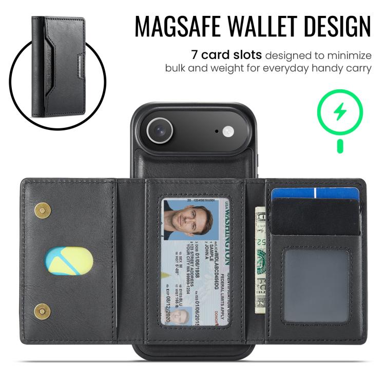 For iPhone Air MAGKING K4 Series MagSafe RFID Tri-fold Card Bag Detachable Phone Case