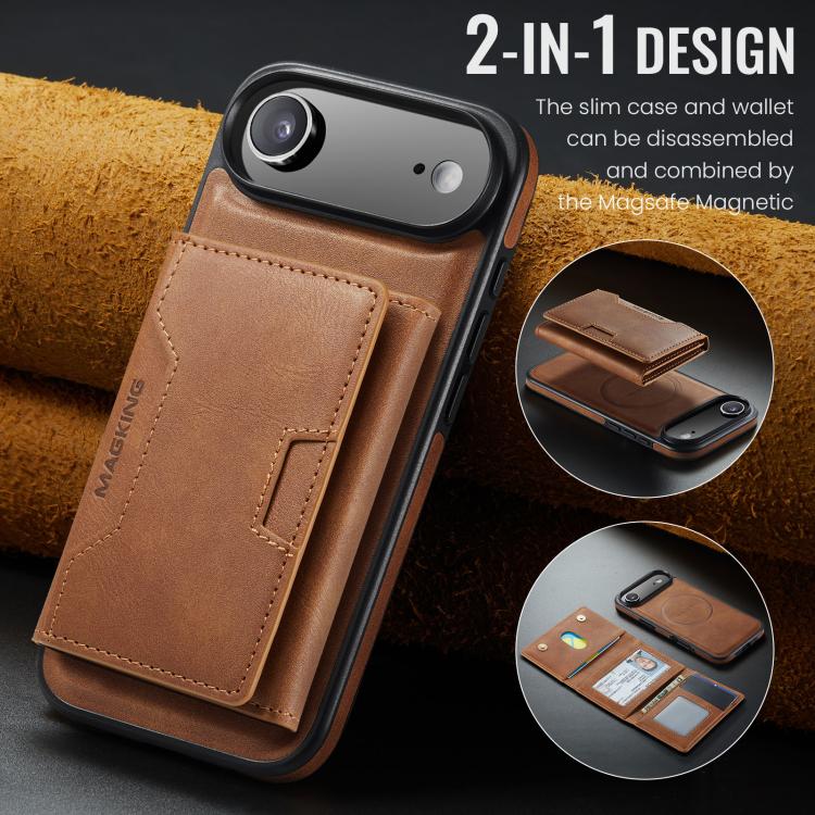 For iPhone Air MAGKING K4 Series MagSafe RFID Tri-fold Card Bag Detachable Phone Case