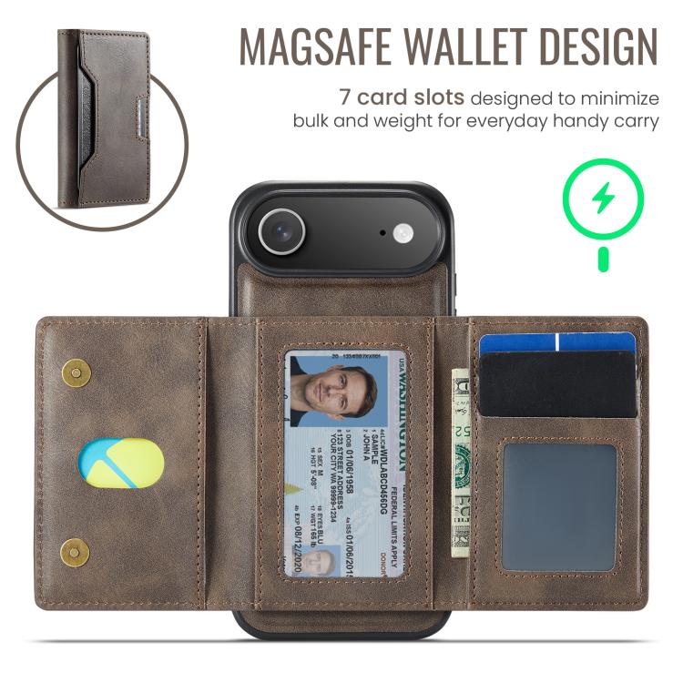 For iPhone Air MAGKING K4 Series MagSafe RFID Tri-fold Card Bag Detachable Phone Case