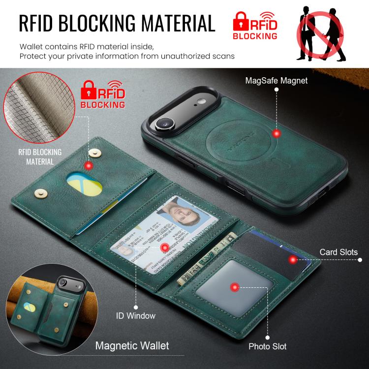 For iPhone Air MAGKING K4 Series MagSafe RFID Tri-fold Card Bag Detachable Phone Case