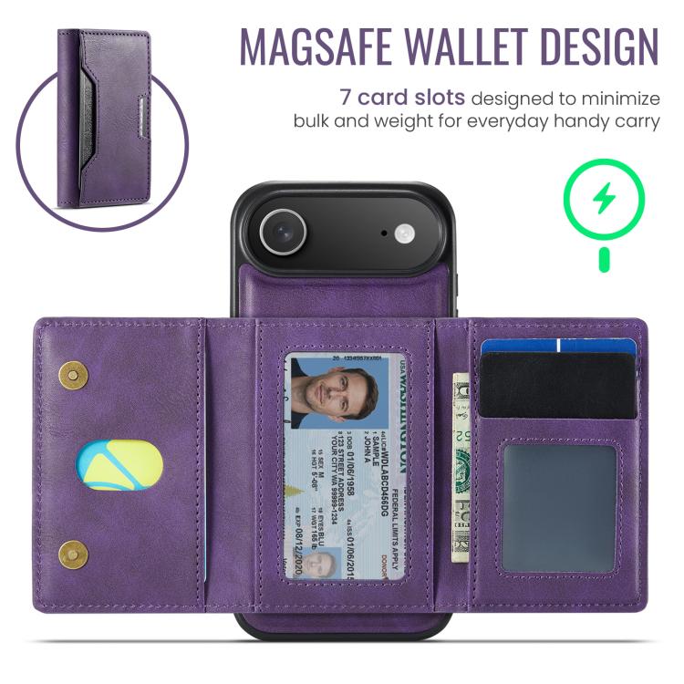 For iPhone Air MAGKING K4 Series MagSafe RFID Tri-fold Card Bag Detachable Phone Case