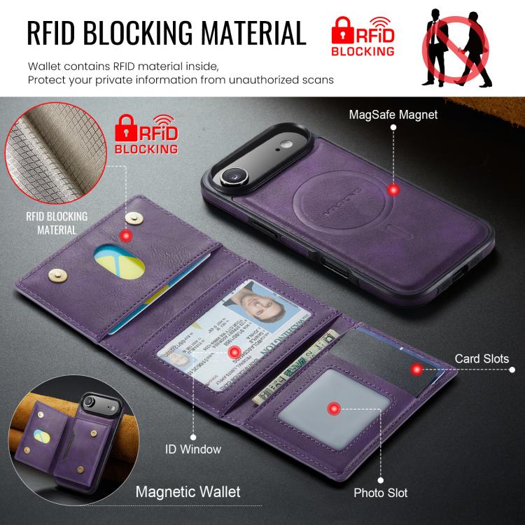For iPhone Air MAGKING K4 Series MagSafe RFID Tri-fold Card Bag Detachable Phone Case