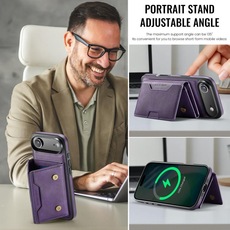 For iPhone Air MAGKING K4 Series MagSafe RFID Tri-fold Card Bag Detachable Phone Case
