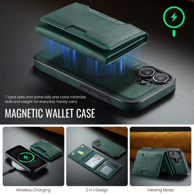 For iPhone 16 MAGKING K4 Series MagSafe RFID Tri-fold Card Bag Detachable Phone Case