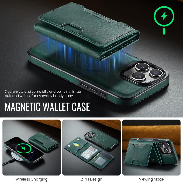 For iPhone 16 Pro Max MAGKING K4 Series MagSafe RFID Tri-fold Card Bag Detachable Phone Case