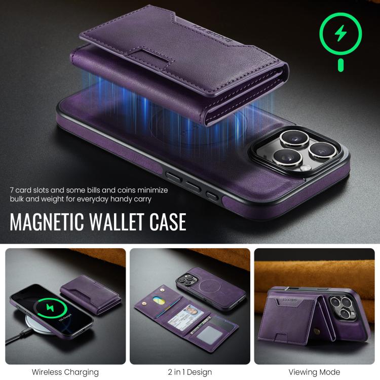 For iPhone 16 Pro Max MAGKING K4 Series MagSafe RFID Tri-fold Card Bag Detachable Phone Case