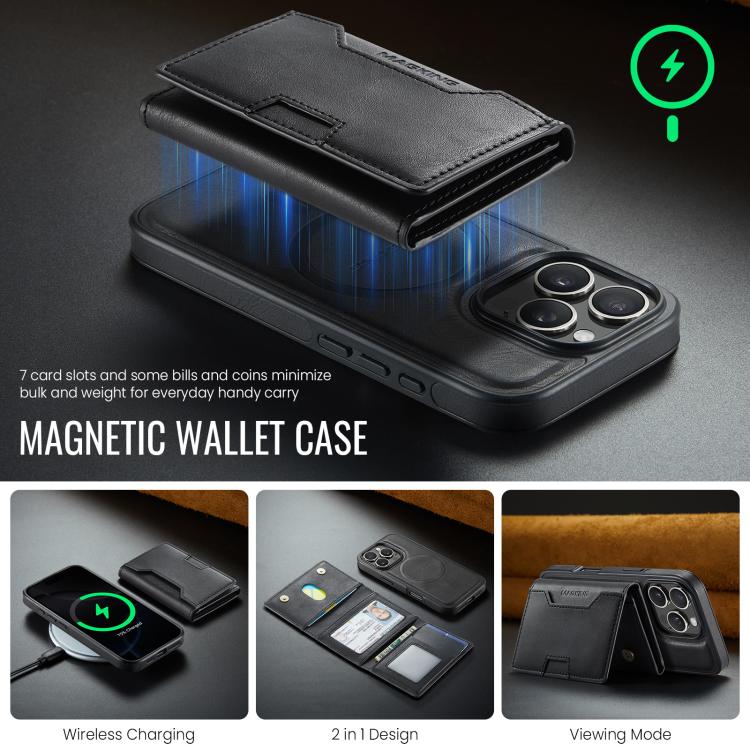 For iPhone 16 Pro MAGKING K4 Series MagSafe RFID Tri-fold Card Bag Detachable Phone Case