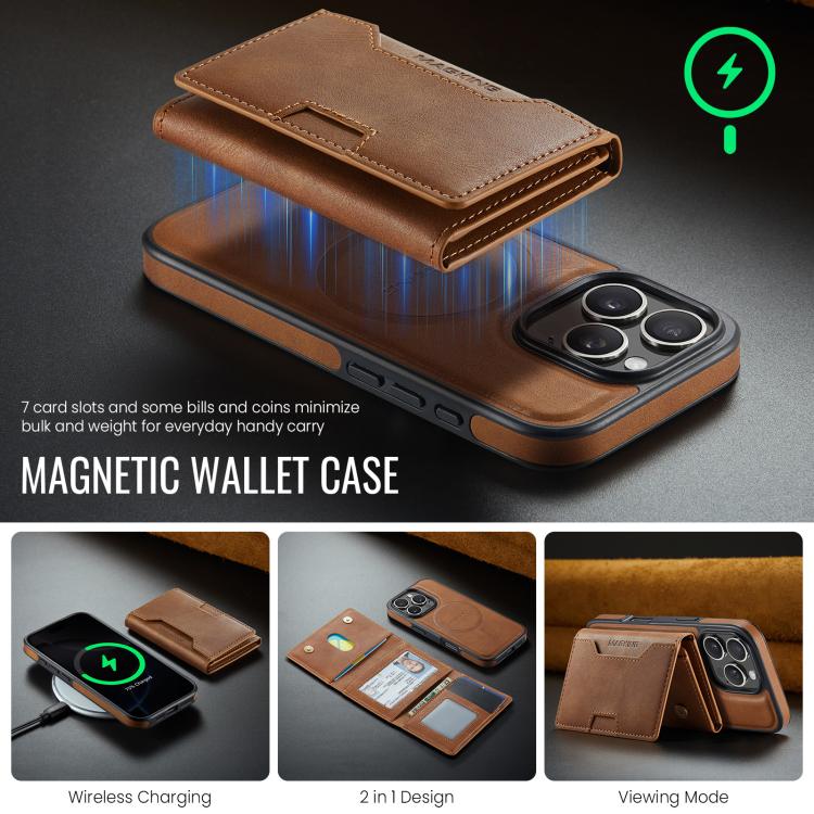 For iPhone 16 Pro MAGKING K4 Series MagSafe RFID Tri-fold Card Bag Detachable Phone Case