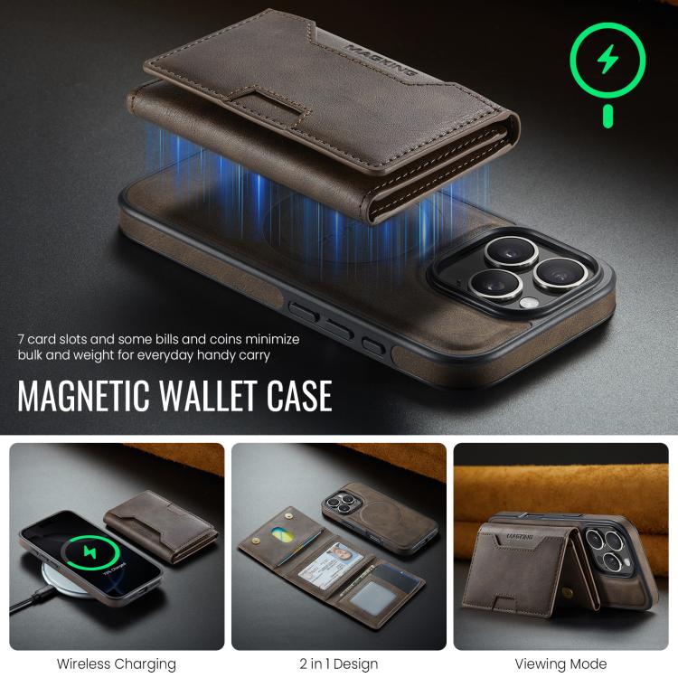 For iPhone 16 Pro MAGKING K4 Series MagSafe RFID Tri-fold Card Bag Detachable Phone Case