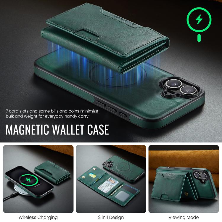 For iPhone 16 Plus MAGKING K4 Series MagSafe RFID Tri-fold Card Bag Detachable Phone Case