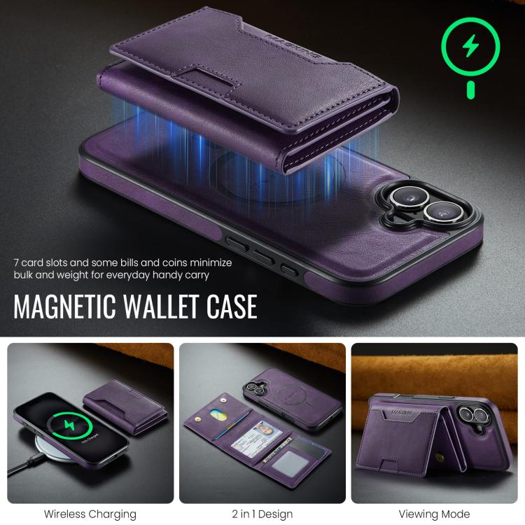 For iPhone 16 Plus MAGKING K4 Series MagSafe RFID Tri-fold Card Bag Detachable Phone Case