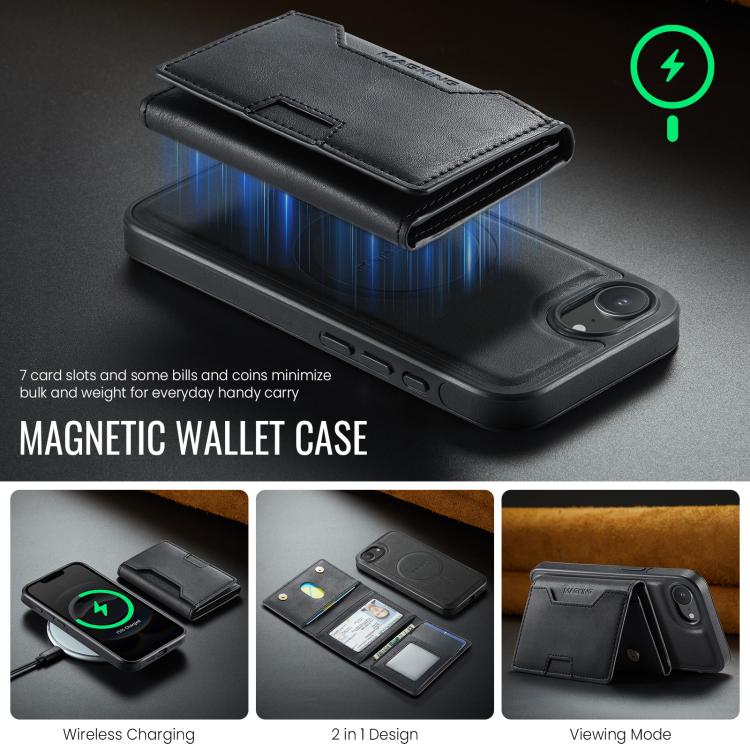 For iPhone 17e / 16e MAGKING K4 Series MagSafe RFID Tri-fold Card Bag Detachable Phone Case
