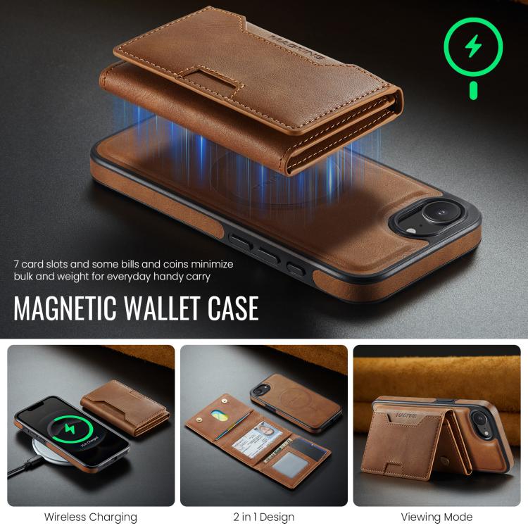 For iPhone 17e / 16e MAGKING K4 Series MagSafe RFID Tri-fold Card Bag Detachable Phone Case