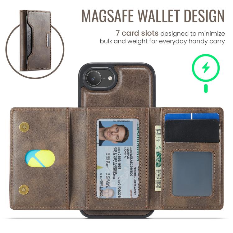 For iPhone 17e / 16e MAGKING K4 Series MagSafe RFID Tri-fold Card Bag Detachable Phone Case