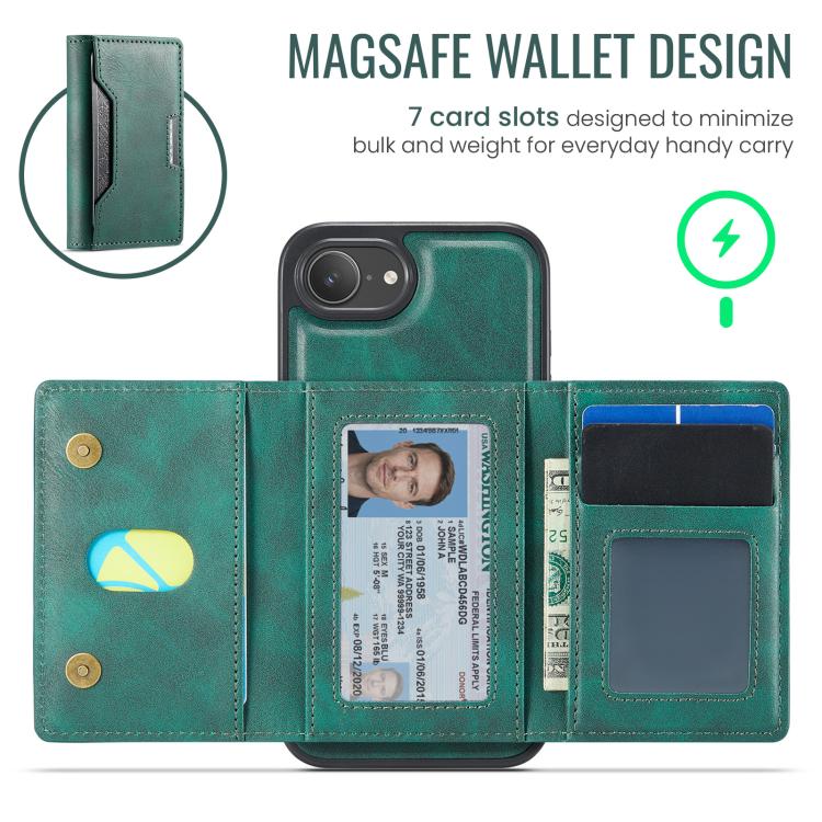 For iPhone 17e / 16e MAGKING K4 Series MagSafe RFID Tri-fold Card Bag Detachable Phone Case