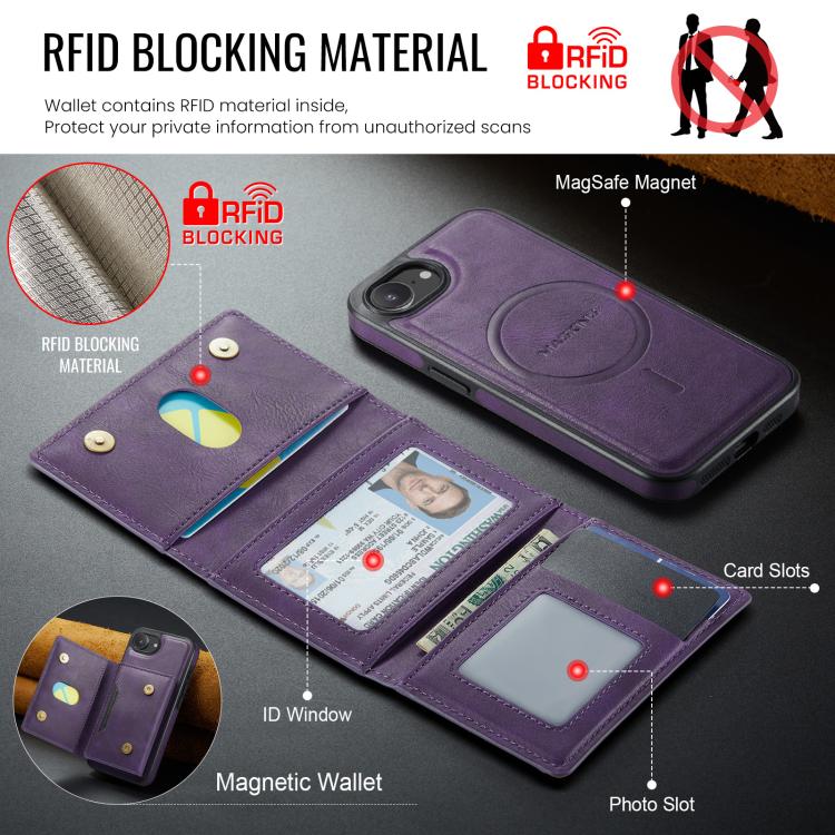 For iPhone 17e / 16e MAGKING K4 Series MagSafe RFID Tri-fold Card Bag Detachable Phone Case