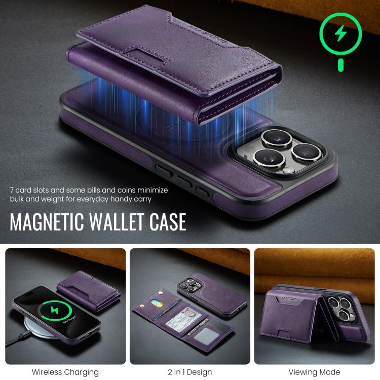 For iPhone 15 Pro MAGKING K4 Series MagSafe RFID Tri-fold Card Bag Detachable Phone Case