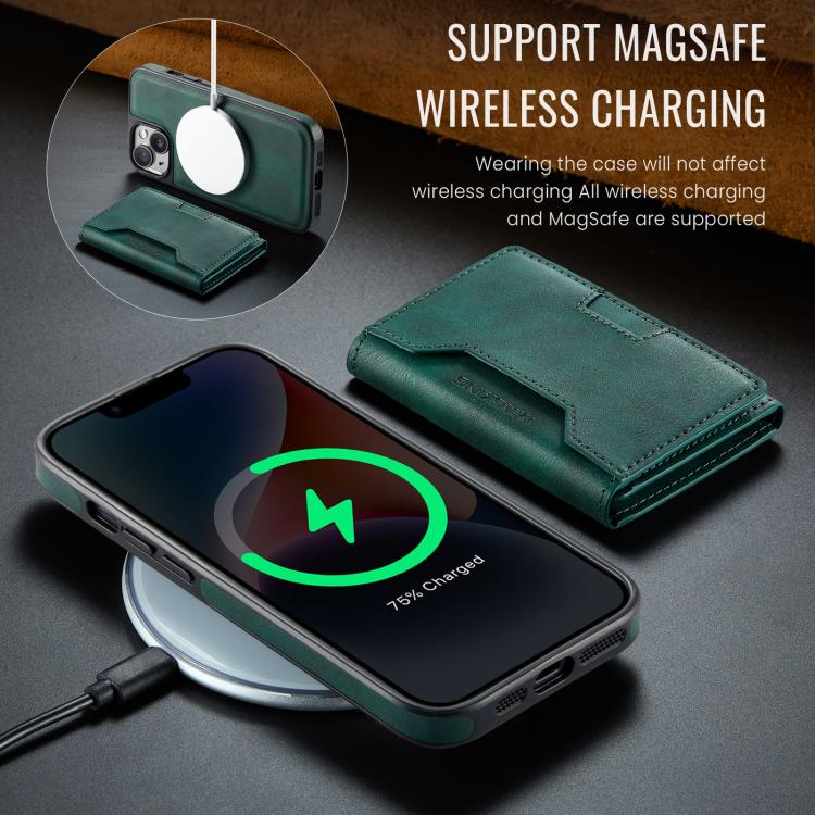 For iPhone 14 MAGKING K4 Series MagSafe RFID Tri-fold Card Bag Detachable Phone Case