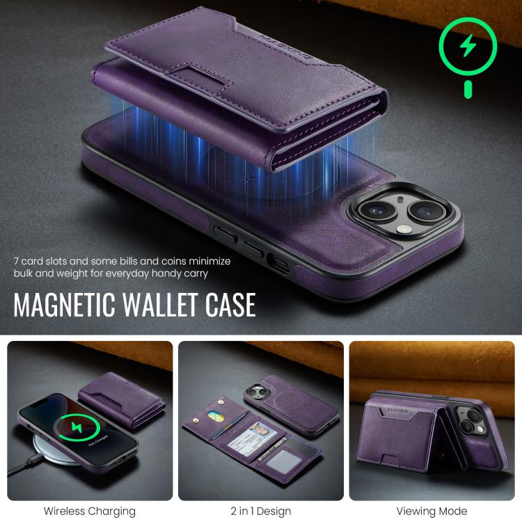 For iPhone 14 MAGKING K4 Series MagSafe RFID Tri-fold Card Bag Detachable Phone Case