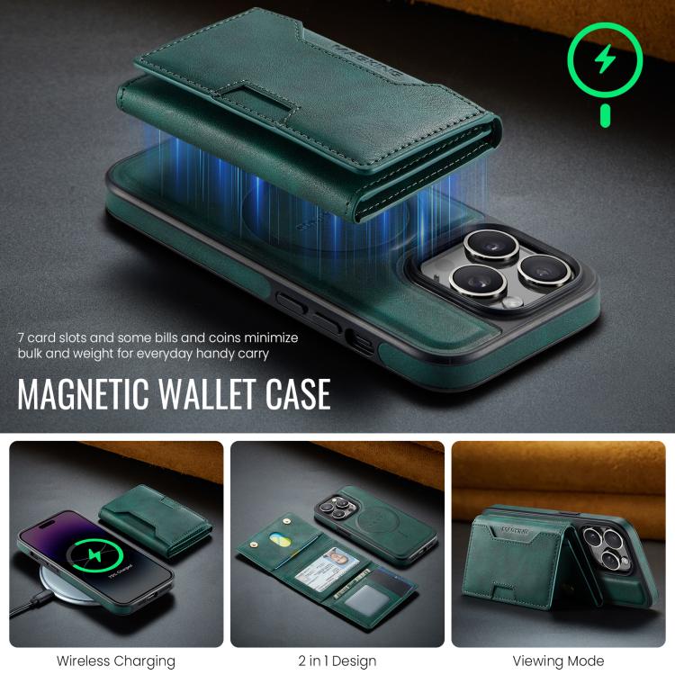 For iPhone 14 Pro MAGKING K4 Series MagSafe RFID Tri-fold Card Bag Detachable Phone Case