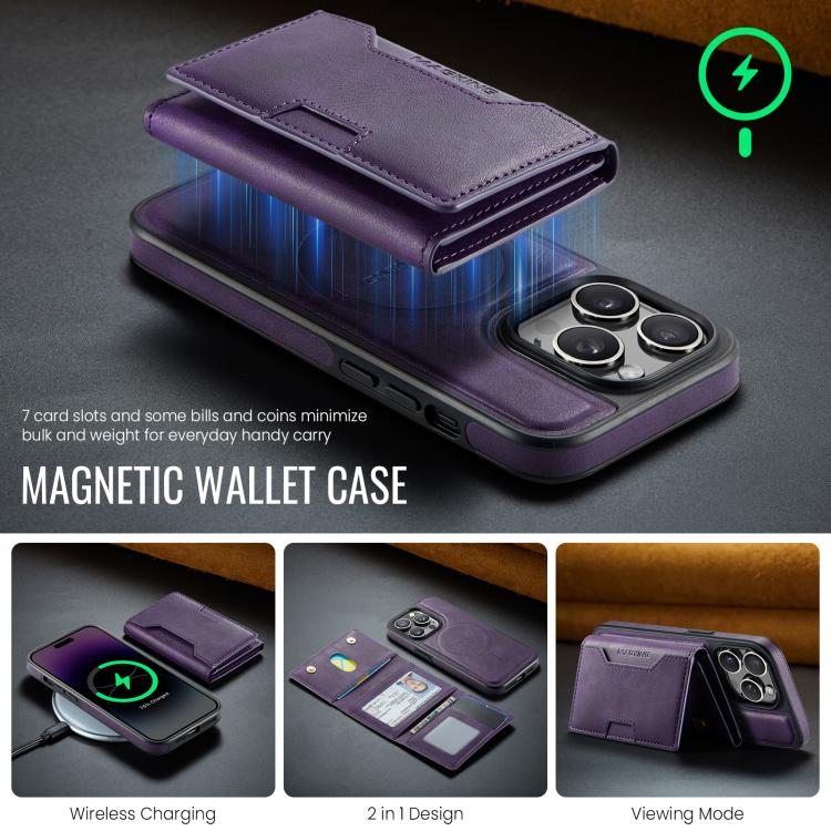 For iPhone 14 Pro MAGKING K4 Series MagSafe RFID Tri-fold Card Bag Detachable Phone Case