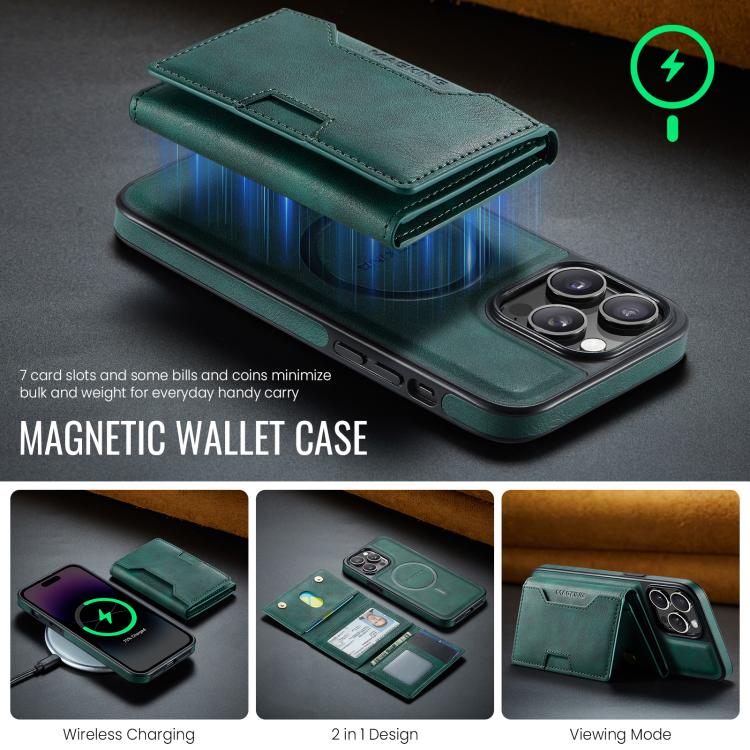 For iPhone 14 Pro Max MAGKING K4 Series MagSafe RFID Tri-fold Card Bag Detachable Phone Case