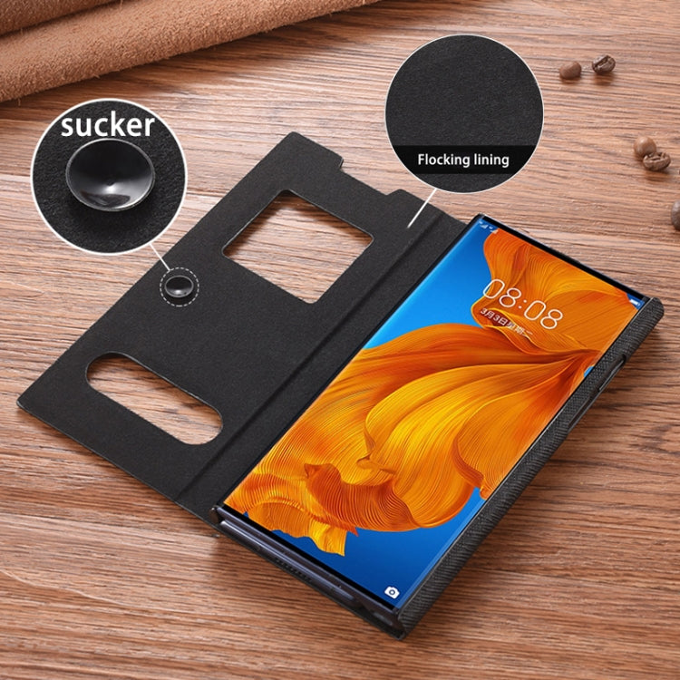 For Huawei Mate Xs Cross Pattern Horizontal Flip Leather Case with Caller ID Display & Sleep / Wake-up Function & Holder