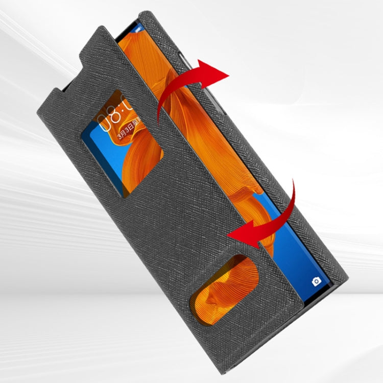 For Huawei Mate Xs Cross Pattern Horizontal Flip Leather Case with Caller ID Display & Sleep / Wake-up Function & Holder