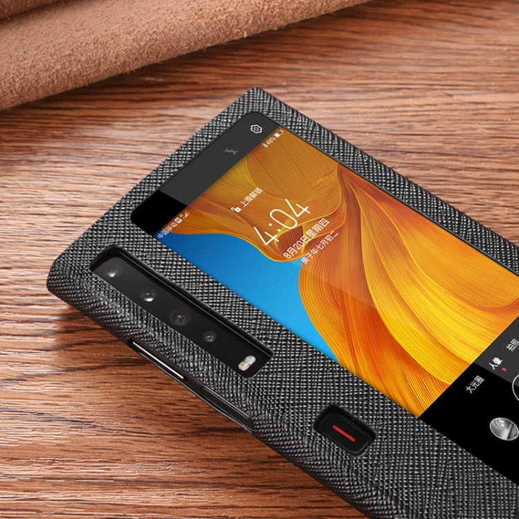 For Huawei Mate Xs Cross Pattern Horizontal Flip Leather Case with Caller ID Display & Sleep / Wake-up Function & Holder