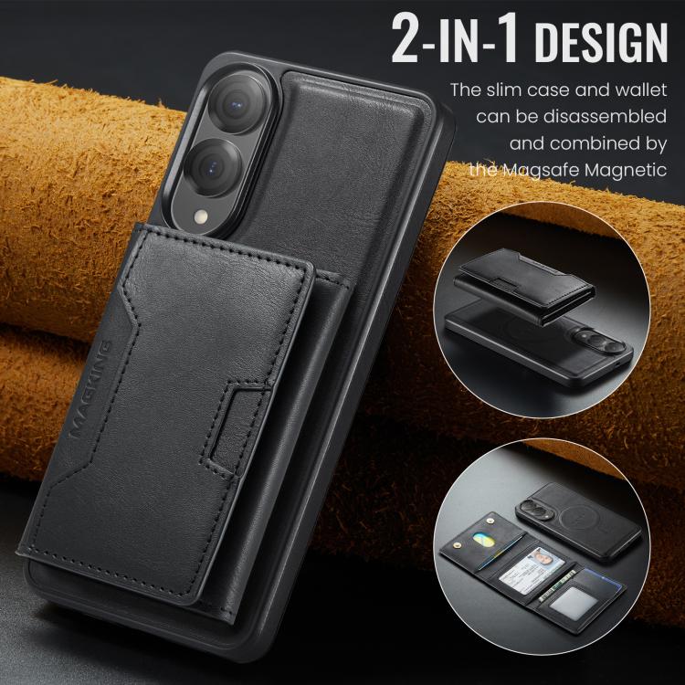 For Samsung Galaxy S25 Edge 5G MAGKING K4 Series MagSafe RFID Tri-fold Card Bag Detachable Phone Case