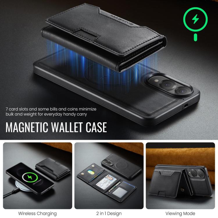 For Samsung Galaxy S25 Edge 5G MAGKING K4 Series MagSafe RFID Tri-fold Card Bag Detachable Phone Case