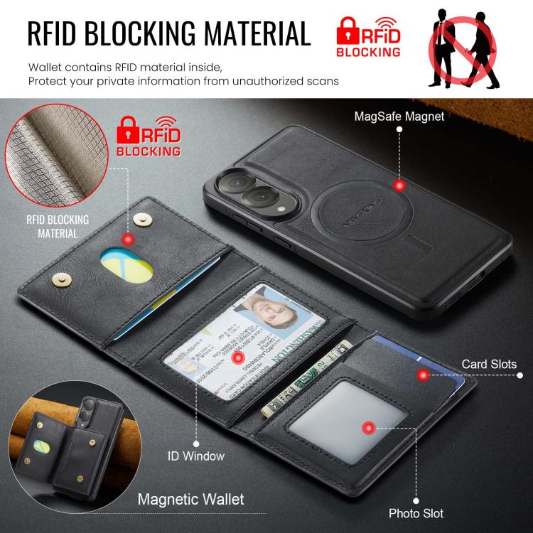 For Samsung Galaxy S25 Edge 5G MAGKING K4 Series MagSafe RFID Tri-fold Card Bag Detachable Phone Case