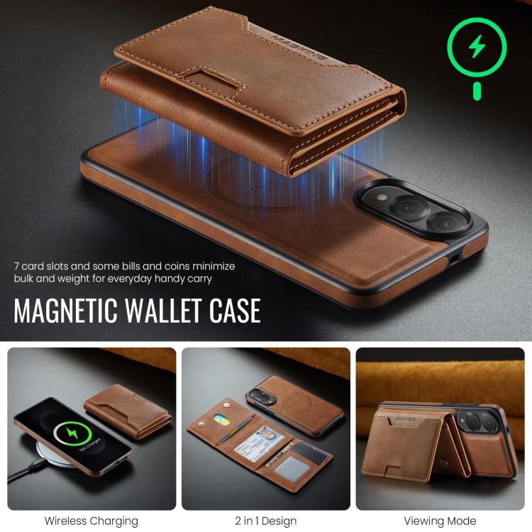 For Samsung Galaxy S25 Edge 5G MAGKING K4 Series MagSafe RFID Tri-fold Card Bag Detachable Phone Case