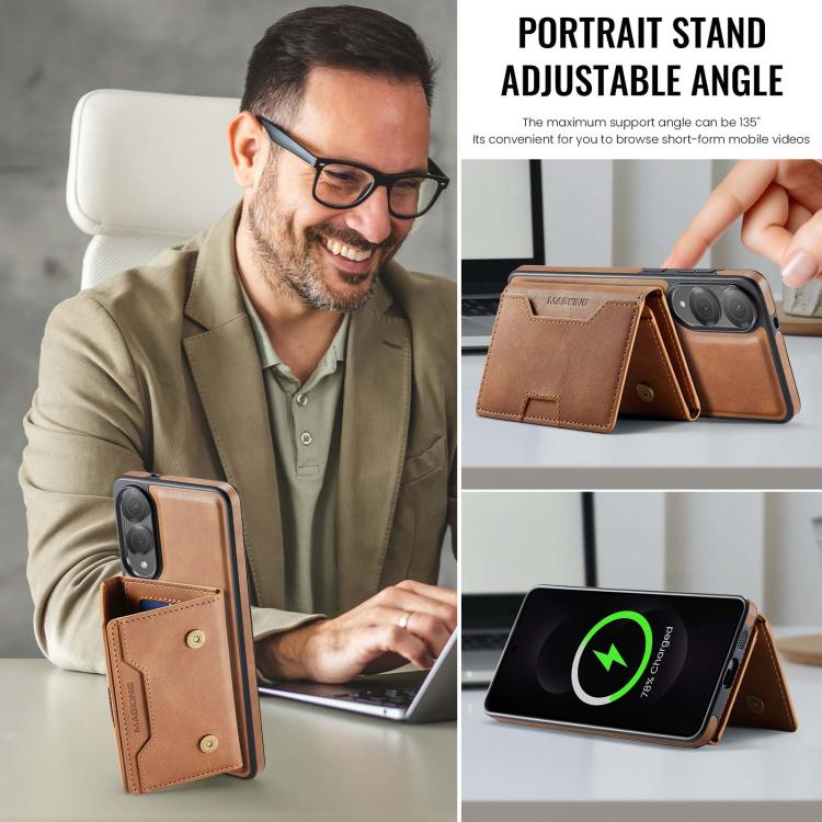 For Samsung Galaxy S25 Edge 5G MAGKING K4 Series MagSafe RFID Tri-fold Card Bag Detachable Phone Case