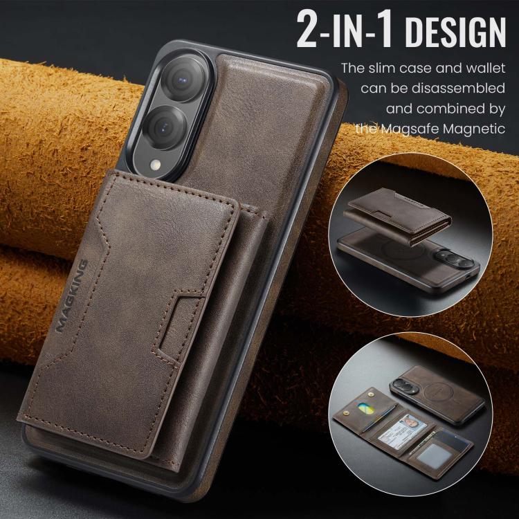 For Samsung Galaxy S25 Edge 5G MAGKING K4 Series MagSafe RFID Tri-fold Card Bag Detachable Phone Case