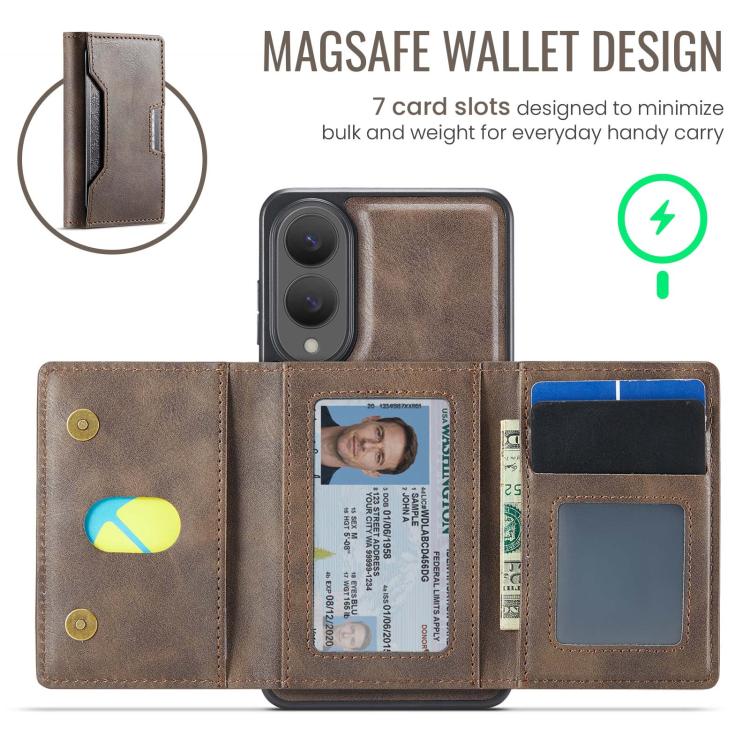 For Samsung Galaxy S25 Edge 5G MAGKING K4 Series MagSafe RFID Tri-fold Card Bag Detachable Phone Case