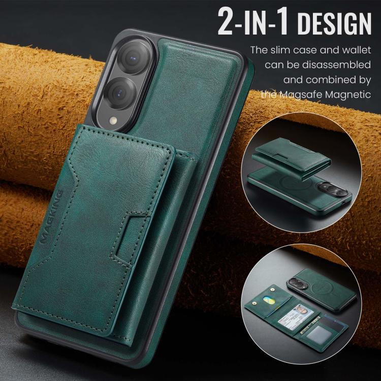 For Samsung Galaxy S25 Edge 5G MAGKING K4 Series MagSafe RFID Tri-fold Card Bag Detachable Phone Case