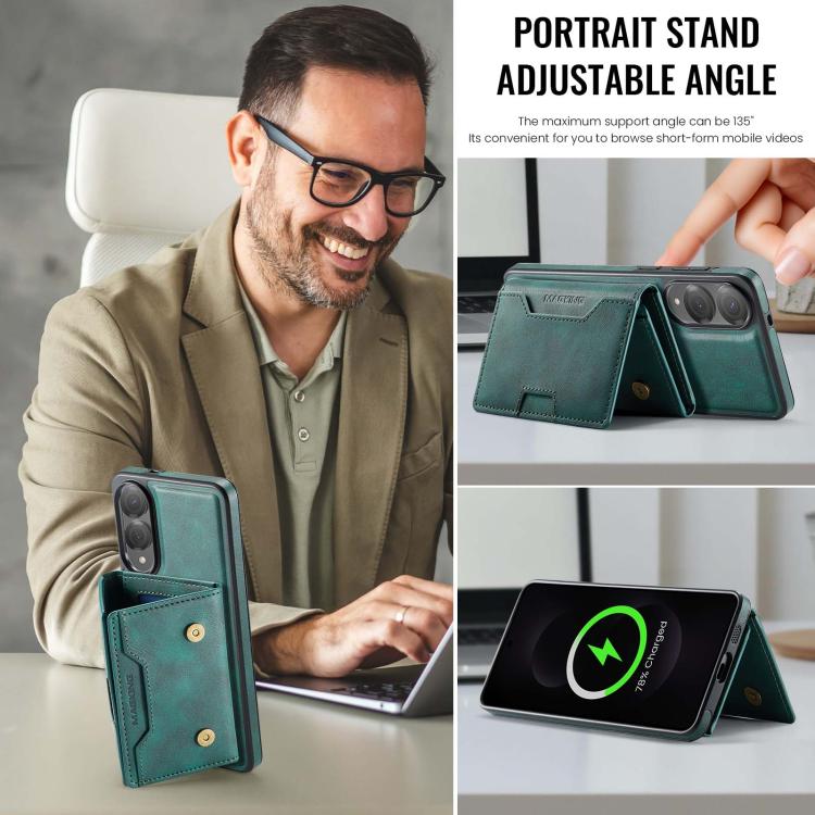 For Samsung Galaxy S25 Edge 5G MAGKING K4 Series MagSafe RFID Tri-fold Card Bag Detachable Phone Case