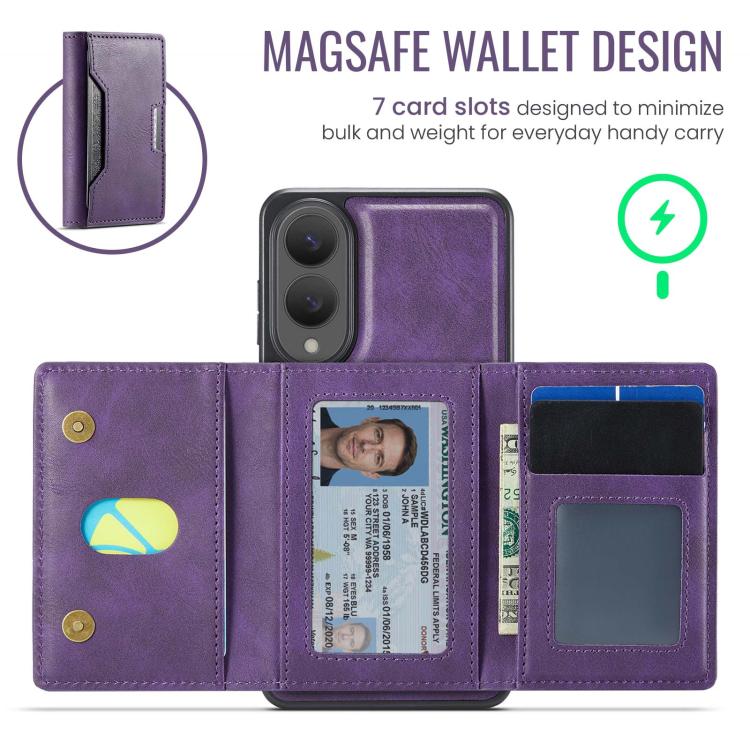 For Samsung Galaxy S25 Edge 5G MAGKING K4 Series MagSafe RFID Tri-fold Card Bag Detachable Phone Case