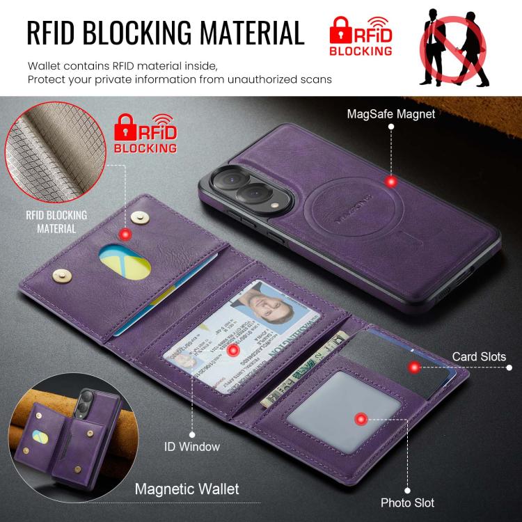 For Samsung Galaxy S25 Edge 5G MAGKING K4 Series MagSafe RFID Tri-fold Card Bag Detachable Phone Case
