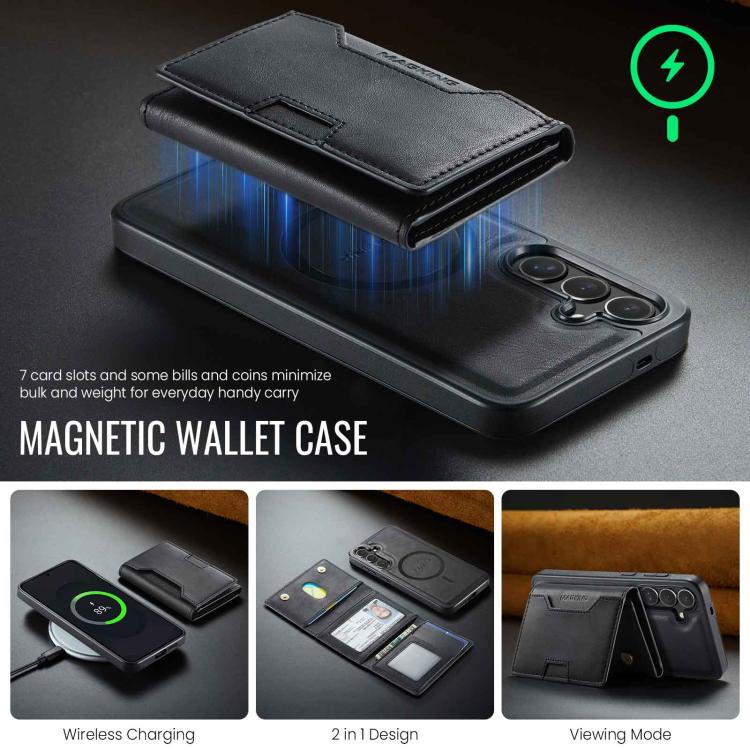 For Samsung Galaxy S25 FE 5G MAGKING K4 Series MagSafe RFID Tri-fold Card Bag Detachable Phone Case