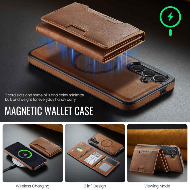 For Samsung Galaxy S25 FE 5G MAGKING K4 Series MagSafe RFID Tri-fold Card Bag Detachable Phone Case