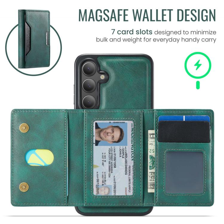 For Samsung Galaxy S25 FE 5G MAGKING K4 Series MagSafe RFID Tri-fold Card Bag Detachable Phone Case