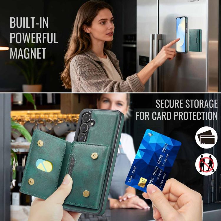 For Samsung Galaxy S25 FE 5G MAGKING K4 Series MagSafe RFID Tri-fold Card Bag Detachable Phone Case