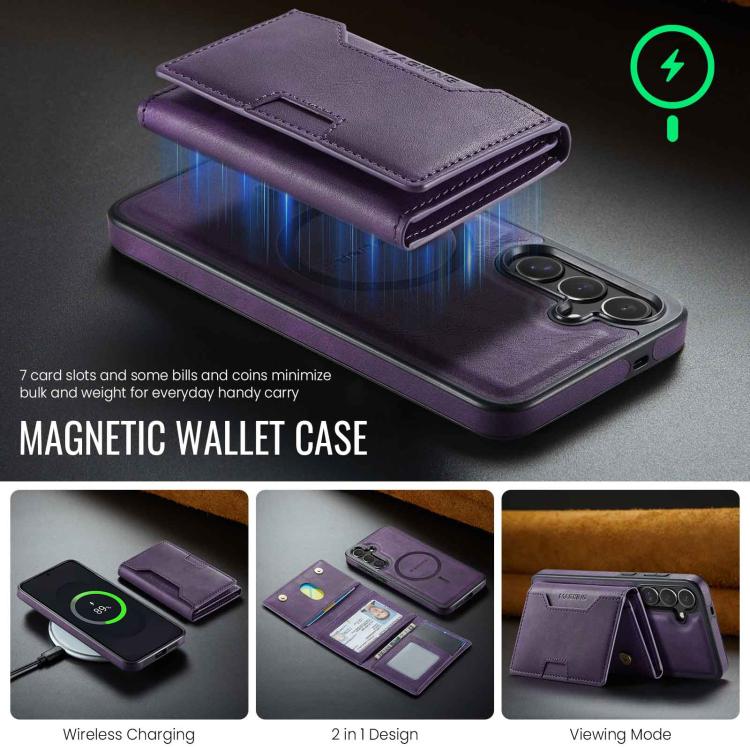 For Samsung Galaxy S25 FE 5G MAGKING K4 Series MagSafe RFID Tri-fold Card Bag Detachable Phone Case