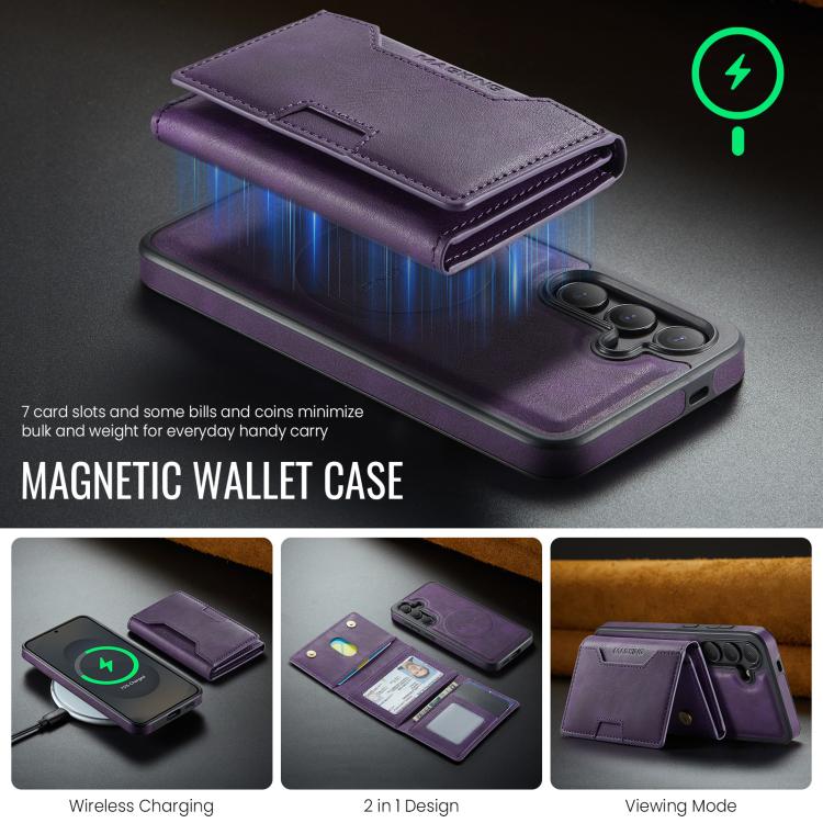 For Samsung Galaxy S25 5G MAGKING K4 Series MagSafe RFID Tri-fold Card Bag Detachable Phone Case