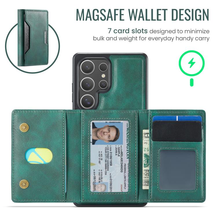 For Samsung Galaxy S25 Ultra 5G MAGKING K4 Series MagSafe RFID Tri-fold Card Bag Detachable Phone Case